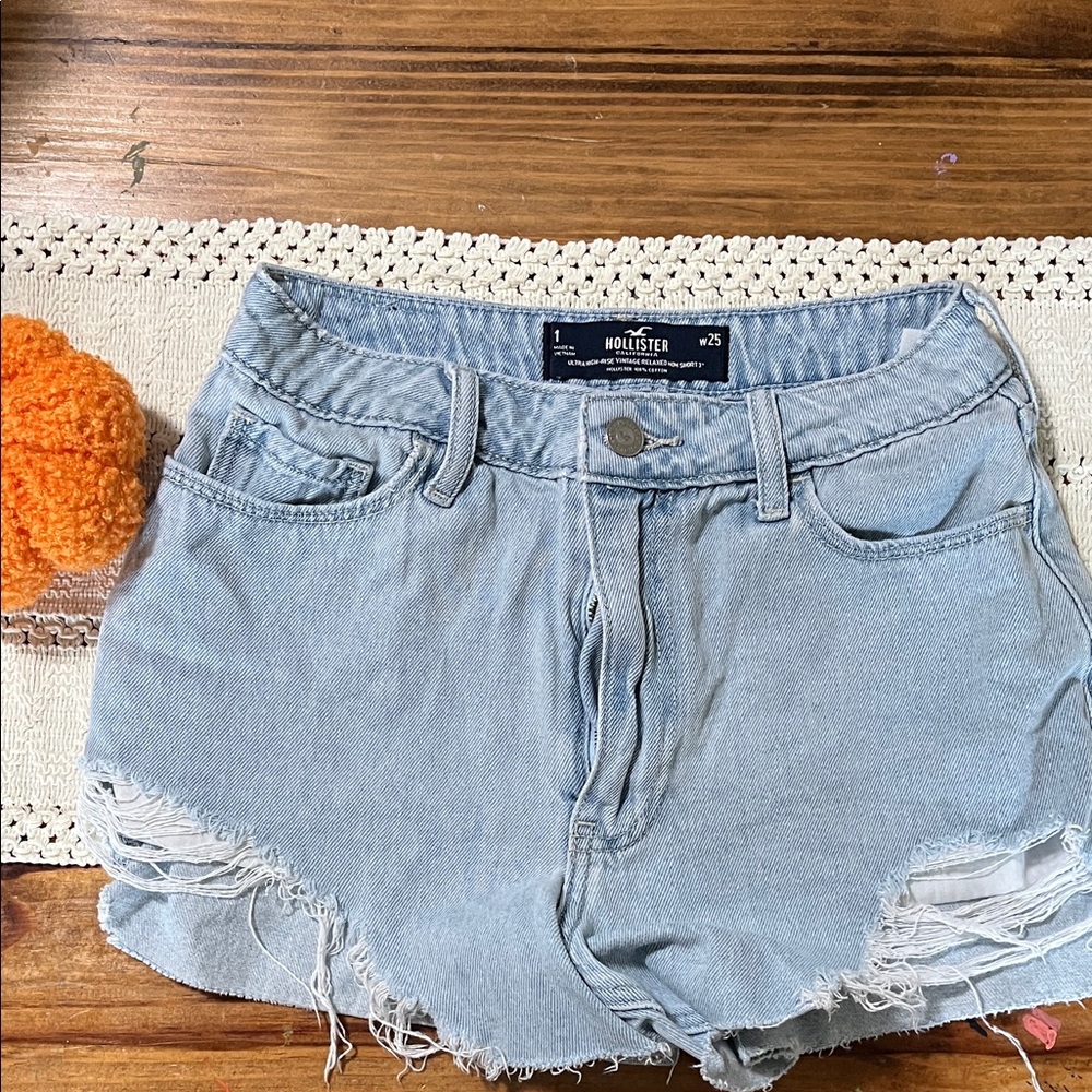 Hollister Women's Faded Blue Jean Shorts
